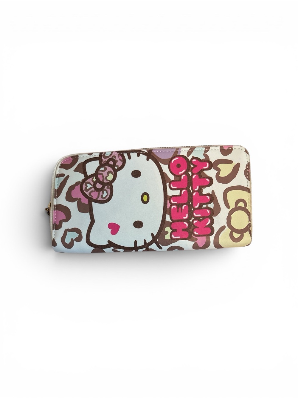 Hello Kitty Leopard Print Zip Wallet - Pink, Brown, Cream